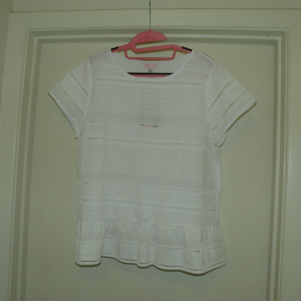 NWT Joules White Top Shirt Sz 10 Embroidered